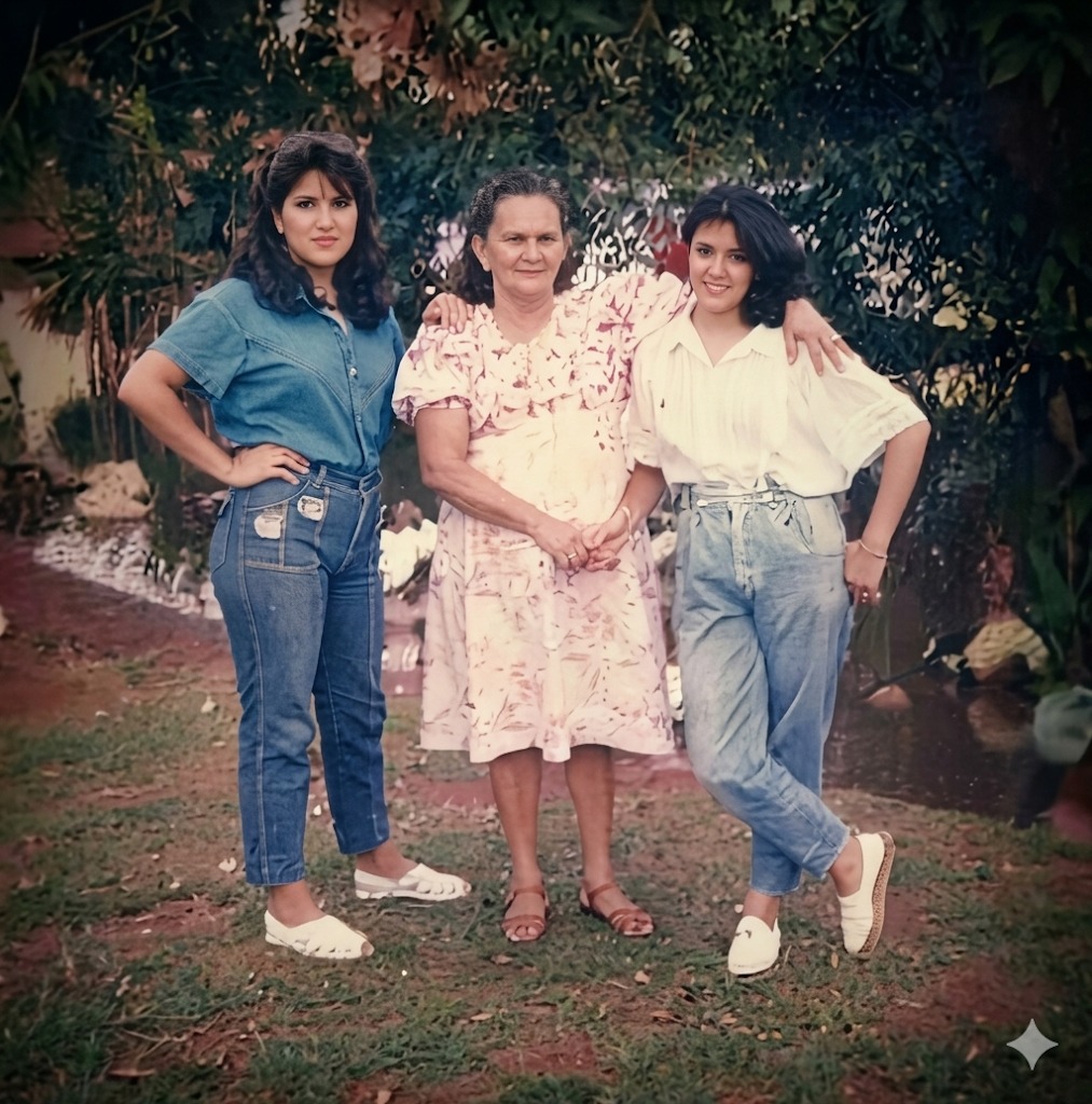 eu, minha mãe e minha irmã